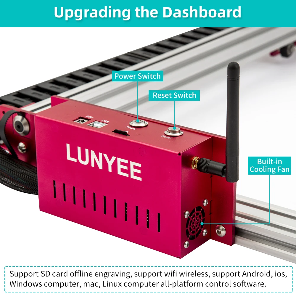 Laser Graveur 80W 100X100Cm App Controle Cnc Router En Laser Cutter 2 In 1 Ondersteuning Lightburn, 10W Laser Module Met Air Assist