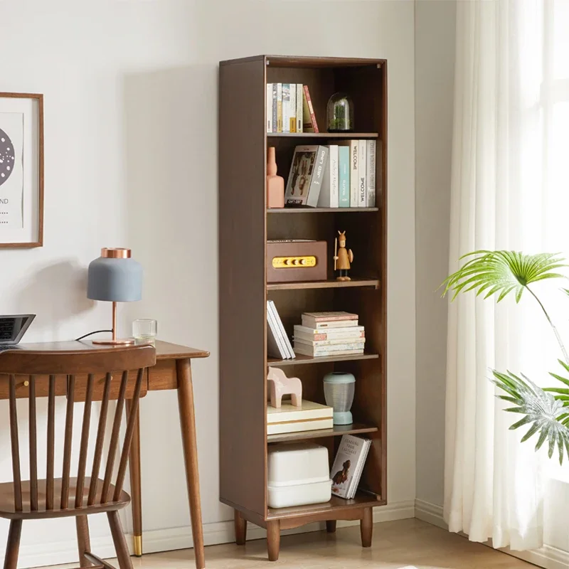 

Bookshelf shelf against the wall Combined cabinet Single row rubber wood floor-to-ceiling bookcase Living room Multi-layer stora