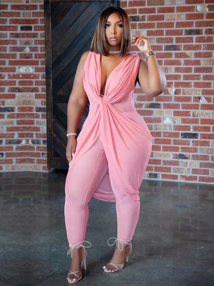 Female Jumpsuit Summer One Piece Ladies Mesh Jumpsuit V Neck Sleeveless Sexy Jumpsuit Woman Wholesale Dropshipping