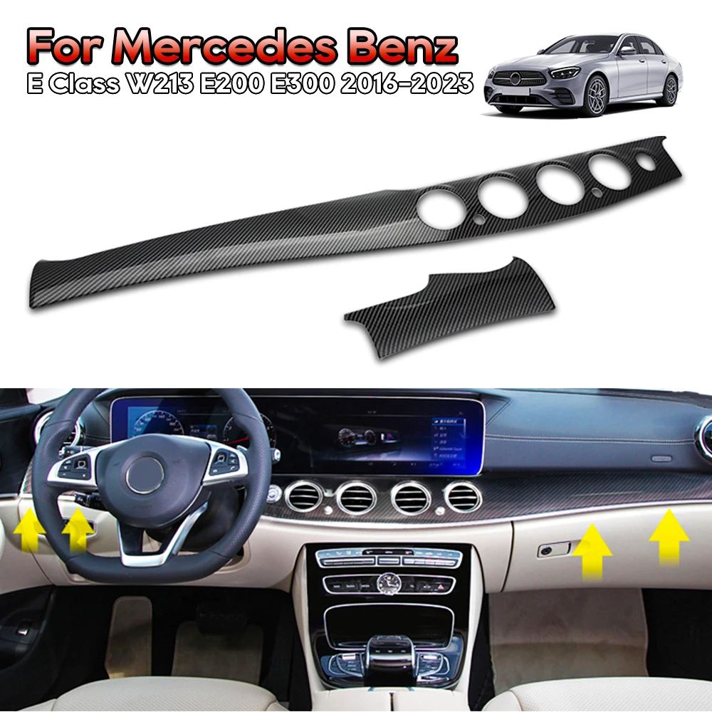 Dashboard Console Panel Trim Stickers For Mercedes-Benz E class W213 E200 E300 2016-2023 Air Outlet Instrument Cover ABS Carbon