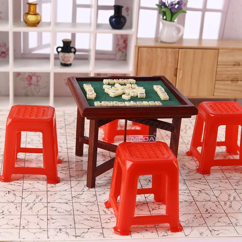 

Набор для китайского маджонга с красным стулом, модель мебели Micro Sc, игрушки из пластика, для детей от 4 лет и старше