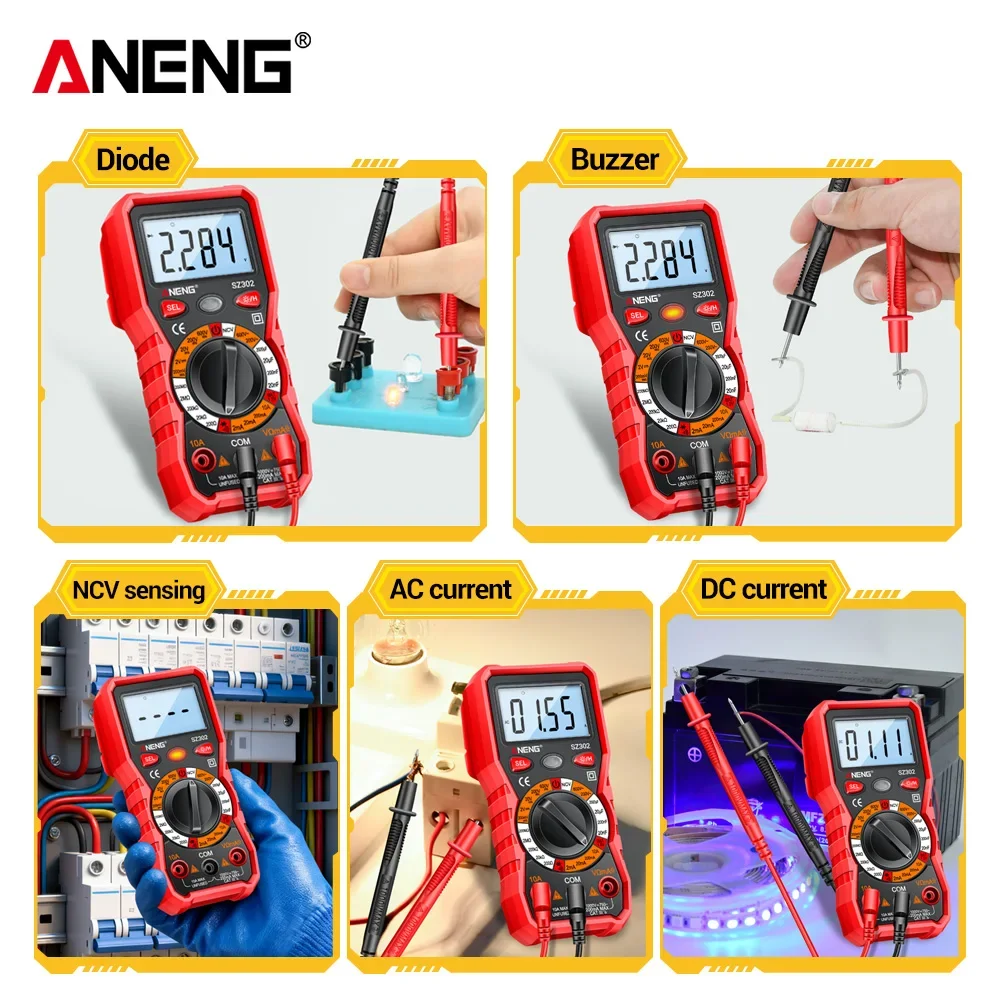 Picture 5: ANENG SZ302 Digital Multimeter 4000 Counts AC DC Voltage Current Resistance Capacitance NCV Tester Portable Electrical Tool