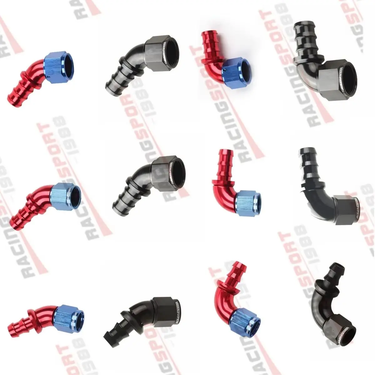 1pcs 45Deg 90Deg Aluminum AN4 AN6 AN8 AN10 AN12 Push-Lock One Piece Fuel Oil Hose End Fitting Adapter