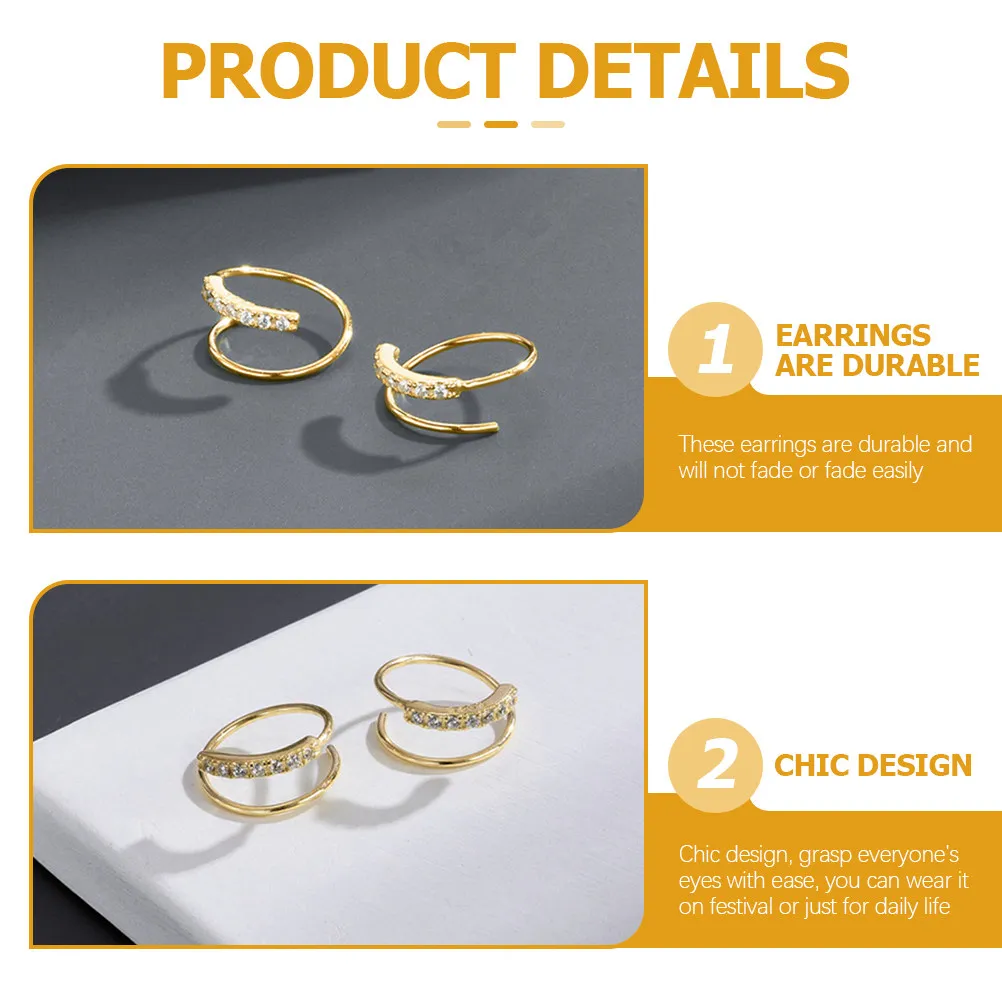 1Pair Swirl Zircon Earrings Ear Studs Lightweight Elegant Ear Decor Accessory for Women Gifts Swirl Earrings