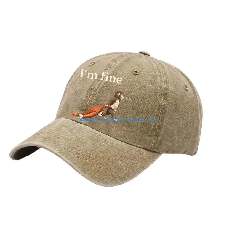 E56A Monkey Print Baseball Cap Wash Cotton Snapbacks Hat For Women Men Street Wear