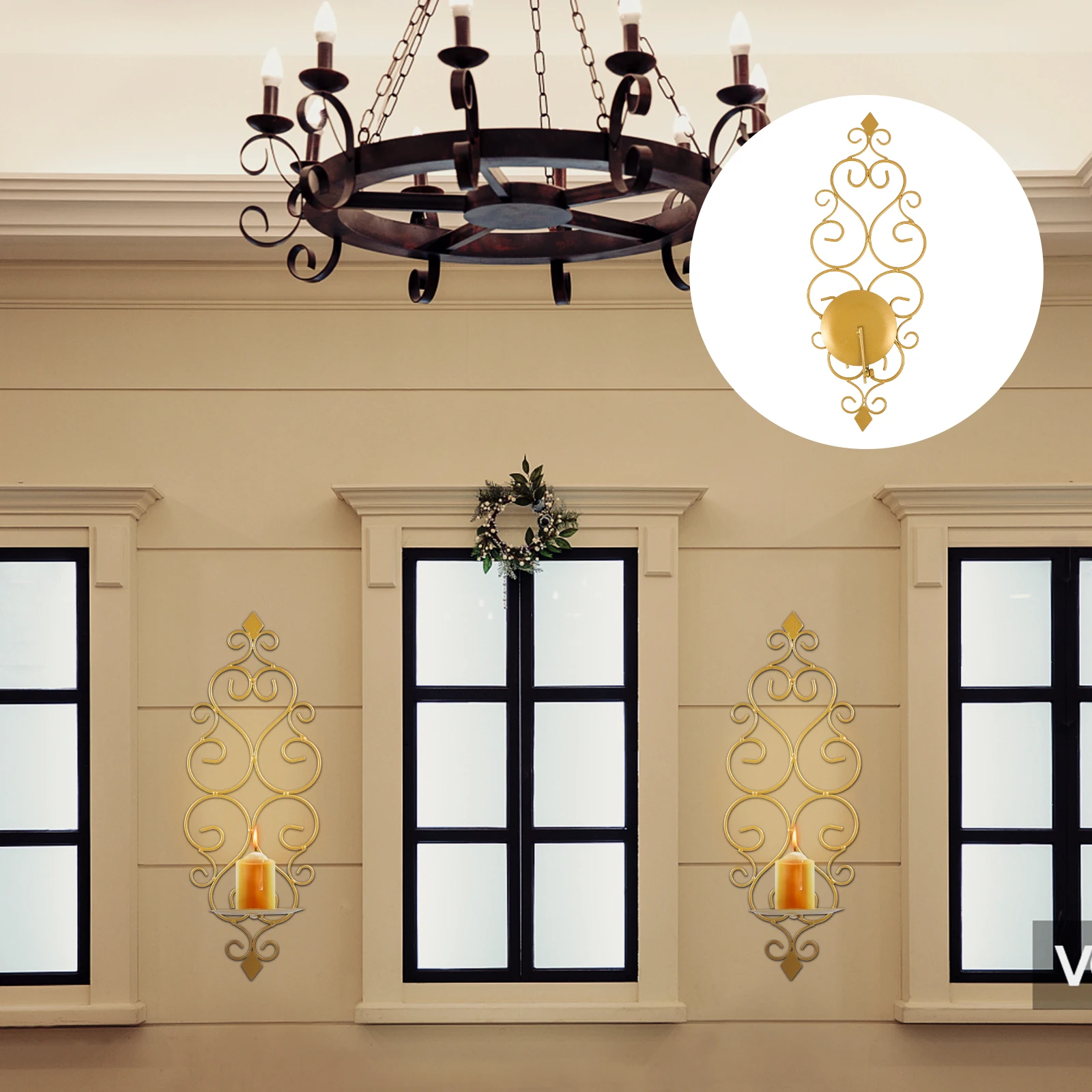 

2Pcs Wall Sconce Iron Retro Vintage Pillar Candlestick Holder Decorative Home Bedroom Living Room Sconces