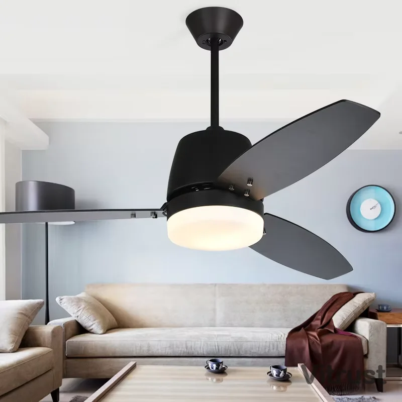 Modern Nordic Ceiling Fan Lamp Dining Room Bedroom Reversible Fan Light with Remote Control 42/52 Inch