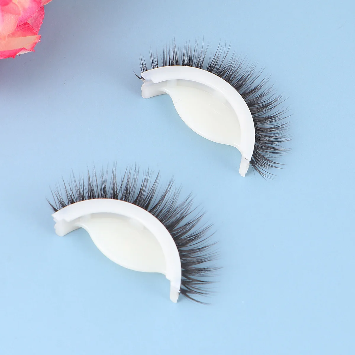 Pestañas postizas 3D, pestañas rizadas largas naturales gruesas reutilizables, tira autoadhesiva incluida para uso durante todo el día, estilo de extensión de maquillaje