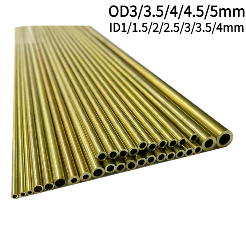 500mm Length Yellow Brass Tube Capillary copper tube Hollow Industrial Pipe Tubes OD3/3.5/4/4.5/5mm ID1/1.5/2/2.5/3/3.5/4mm