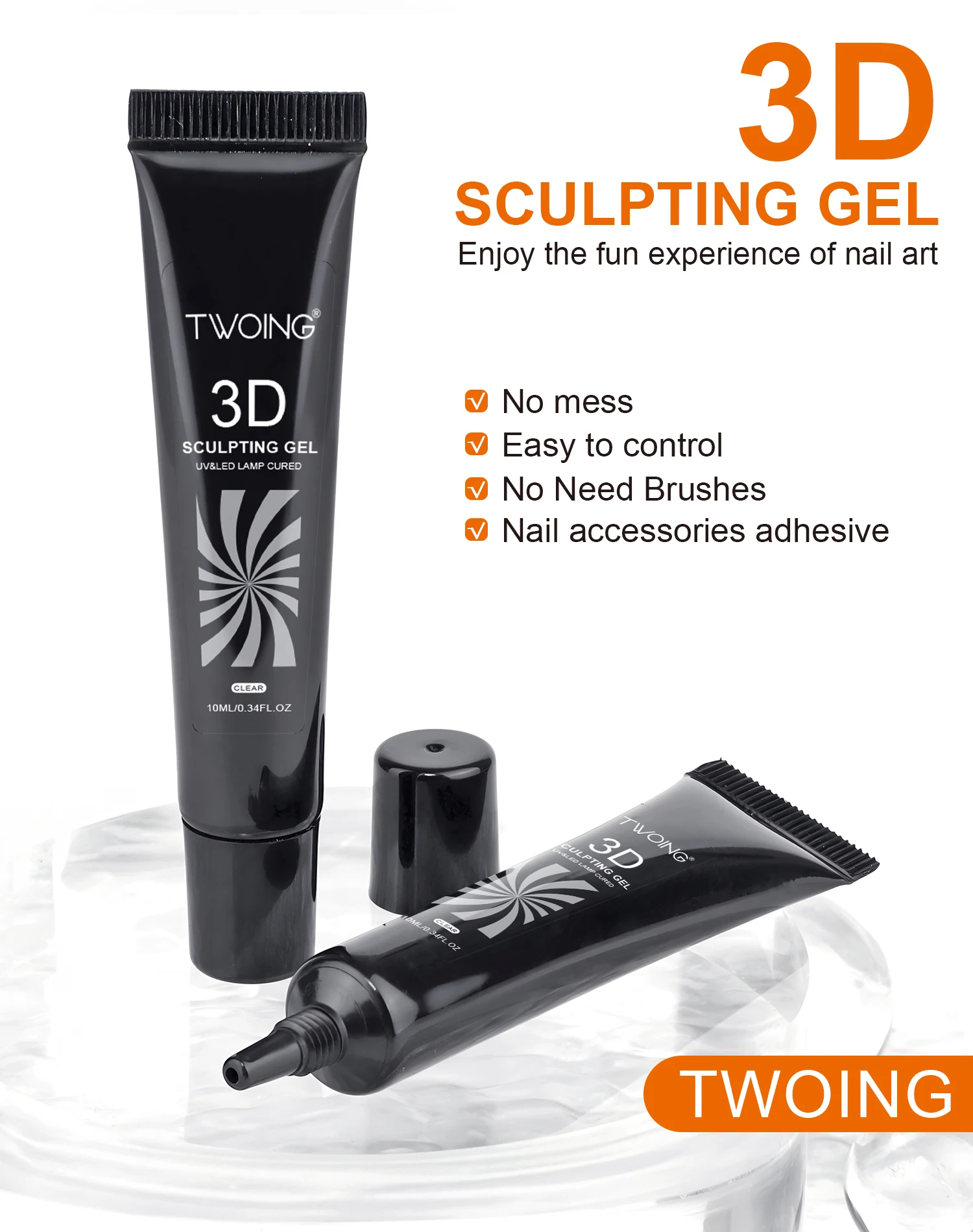 10ml 3D Nail Art Gel - DIY Designs,Waterproof Sculpting gel,Waterproof Nail Art Design Gel for Intricate Carvings & Shapes