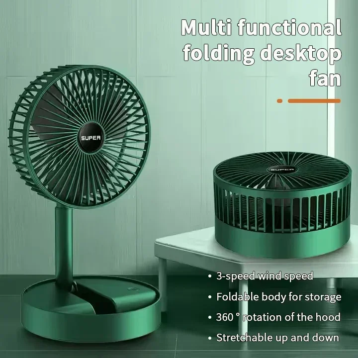 Motorcycle Retractable Small Electric Fan USB Charging Portable Foldable Mini Fan High Duration Low Noise for Home Office Amagi