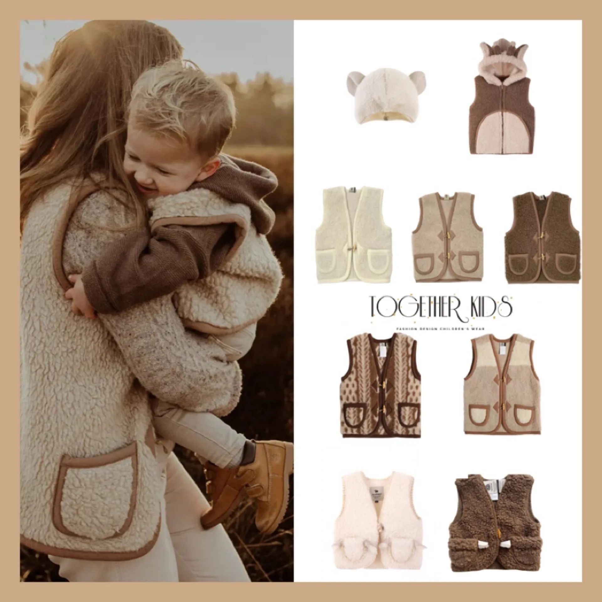 

Children's Vest 2025 Fall/Winter New Retro Fashion Boy/Girl Cardigan Vest 100% Cotton Warm Outerwear Vest Children's Clothing