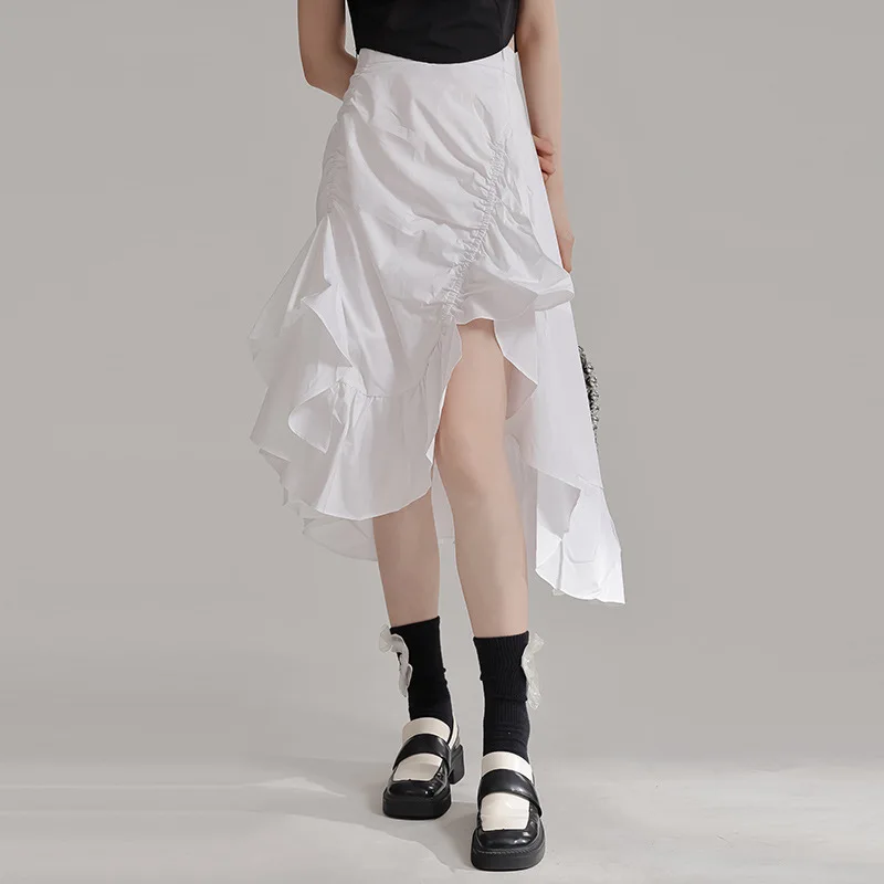 

2024 New Arrivals Irregular High Waist Slim Fishtail Skirt Design with Ruffled Edge for Women's Skirt