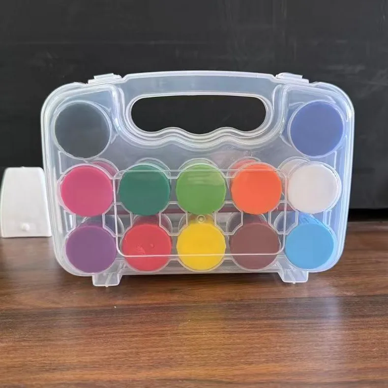 12 Colors 22ml Watercolor Paint Set Portable Storage Box with Paintbrush DIY Painting Pigment for Plaster Craft Drawing Supplies