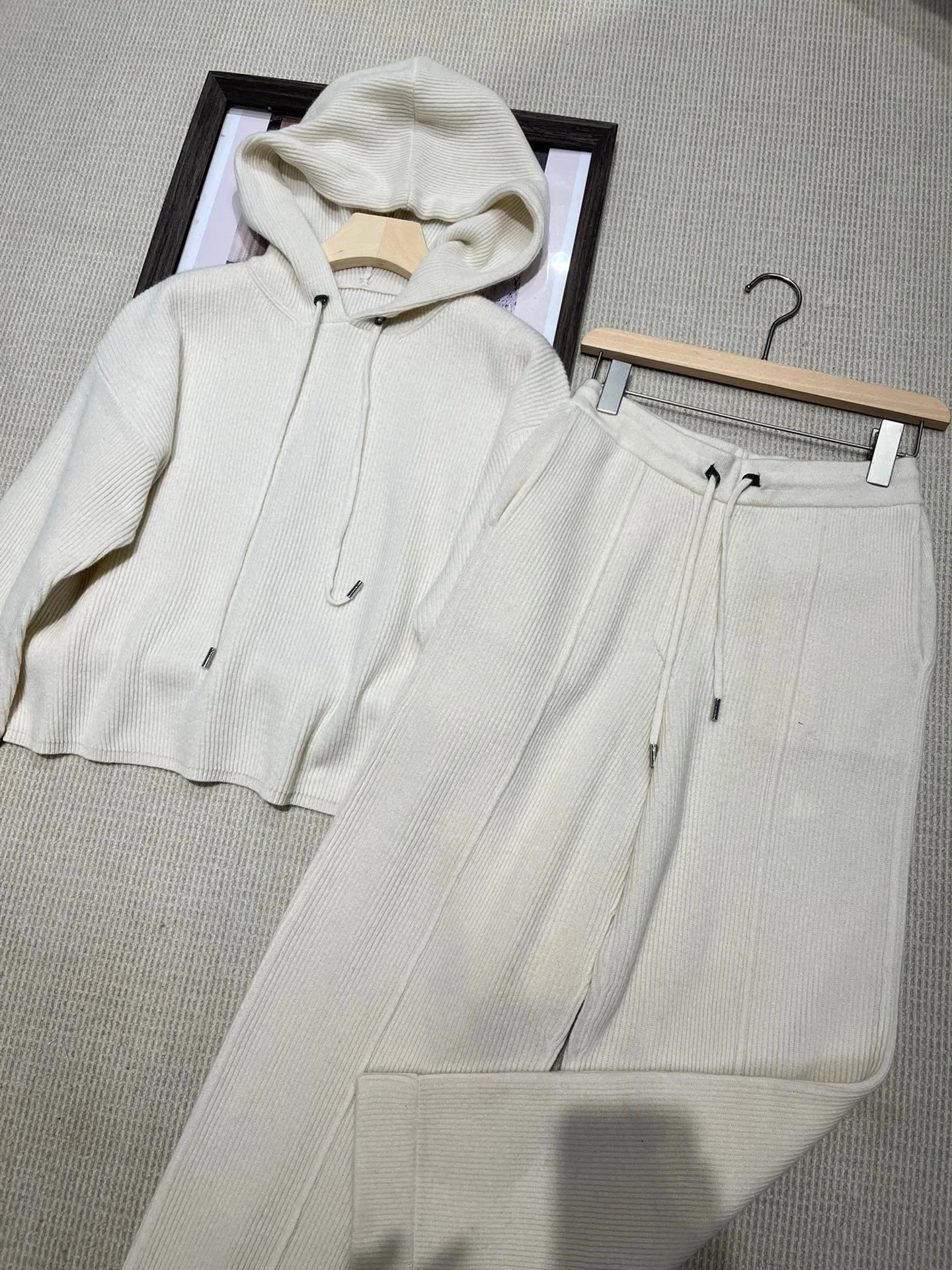 High quality casual knitted cashmere pants set