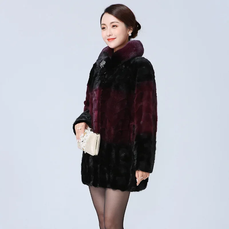 AYUNSUE Real Mink Fur Coat 2020 Winter Jacket Women Korean Long Coat Female Luxury Natural Splice Fur Jackets Abrigo Mujer MY