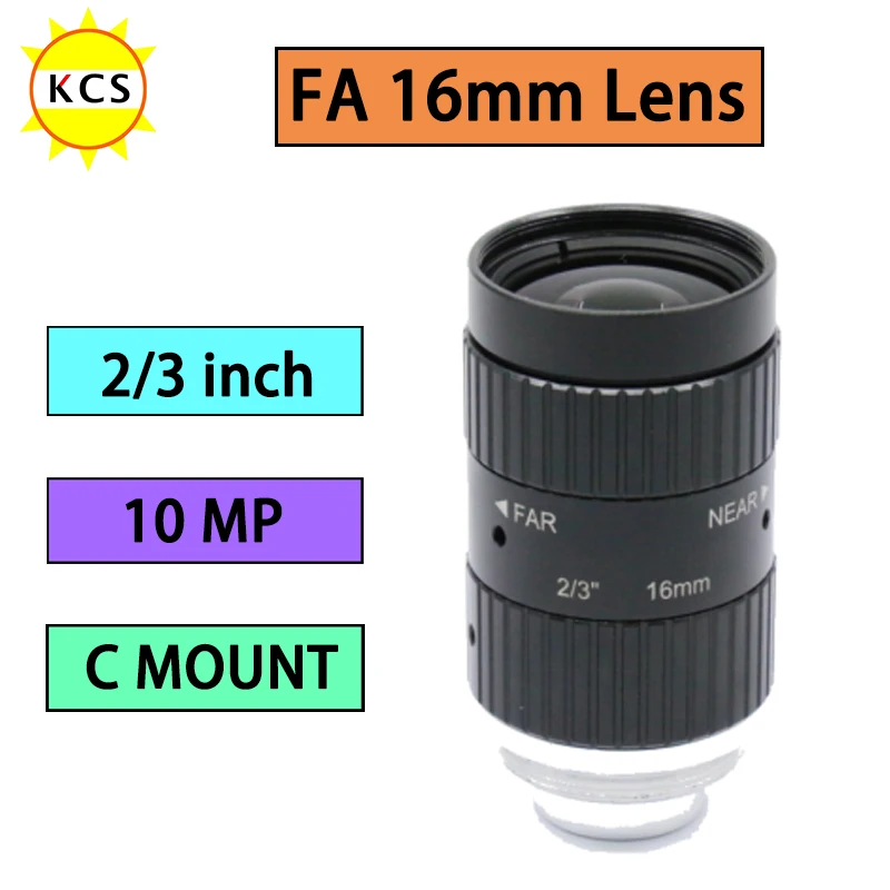 Lente de Visión Artificial de 2/3 y 3/4 Pulgadas, 10MP 12MP, Lente Manual de 8mm 12mm 16mm 25mm 35mm 50mm, Distancia Focal Fija F2.0-F22, Montura C, Ligero