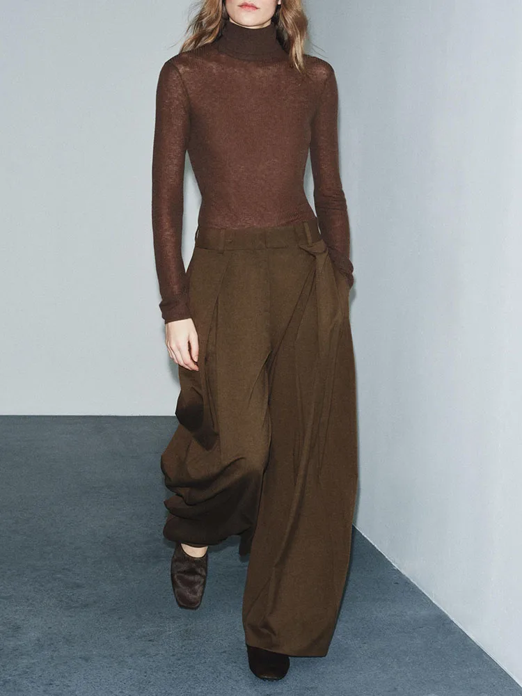 

Ele Faion, свободные плиссированные длинные брюки, женская одежда, Новое поступление, зима 2025 г., широкие брюки с высокой талией, этнические брюки