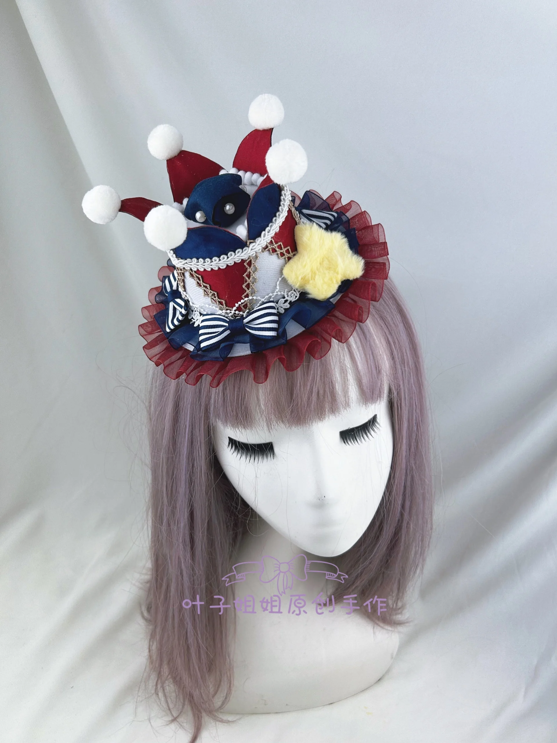 

Original Circus Lolita Hair Accessories Fairy Tale Style Clown Hat Top Hat Headdress Lolita Handmade Star Hairpin
