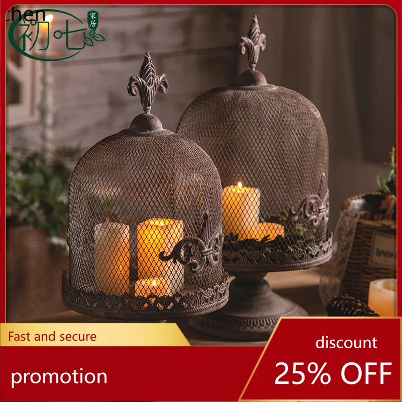 

HXL Iron Industrial Style Candle Decoration Craft Birdcage Photography Prop
