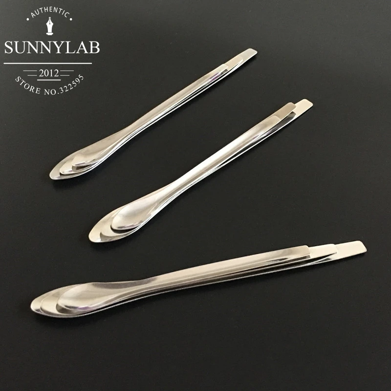 3pcs/set (10/12/14cm) Lab Stainless Steel Medicinal Sample Weighing Spoon in School Experiment Equipment