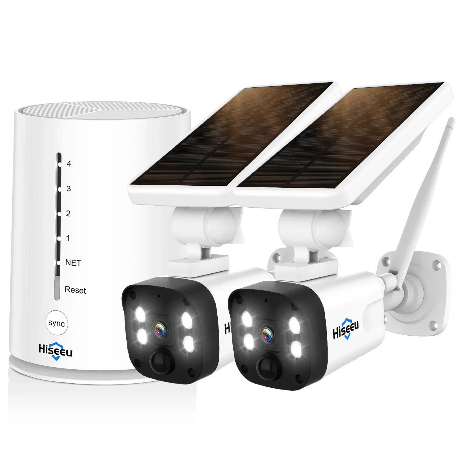 Hiseeu 4MP HD Solar Cell camera Motion detection Wireless WiFi Solar security surveillance camera kit