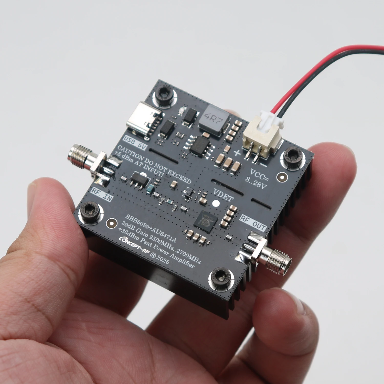 2.4GHz 4W RF Power Amplifier 2.2-3.1GHz PA Signal Amp SBB5089 AU6471A for Drone Bluetooth Image Transfer LoRa Transmitter