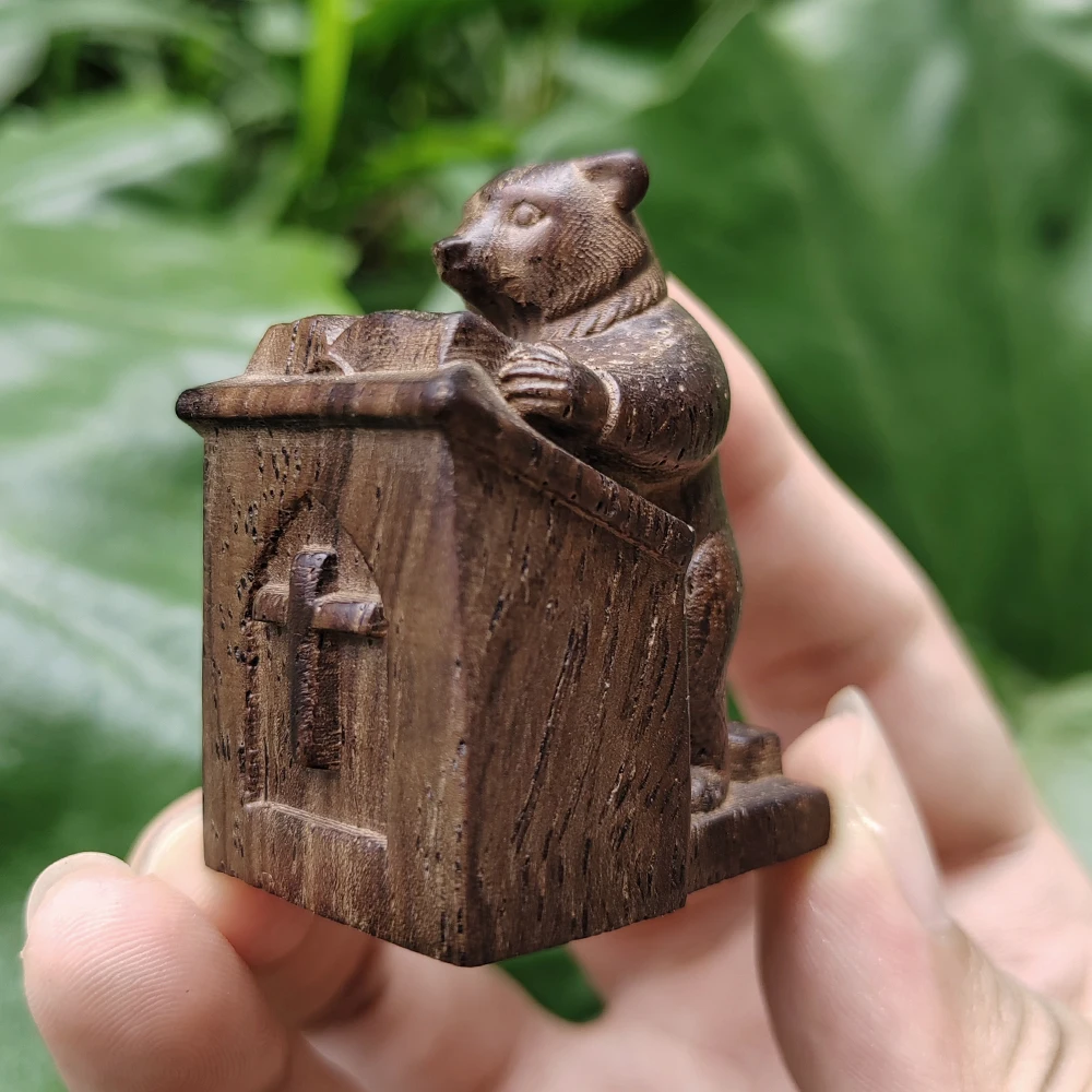 Handgeschnitzte Holzbärenfigur, abstrakter Stil, geeignet als Einweihungsgeschenk, Tischdekoration, Schreibtischdekoration, Neujahrsgeschenk, für das Büro, als Geschenk zum Erntedankfest, für die