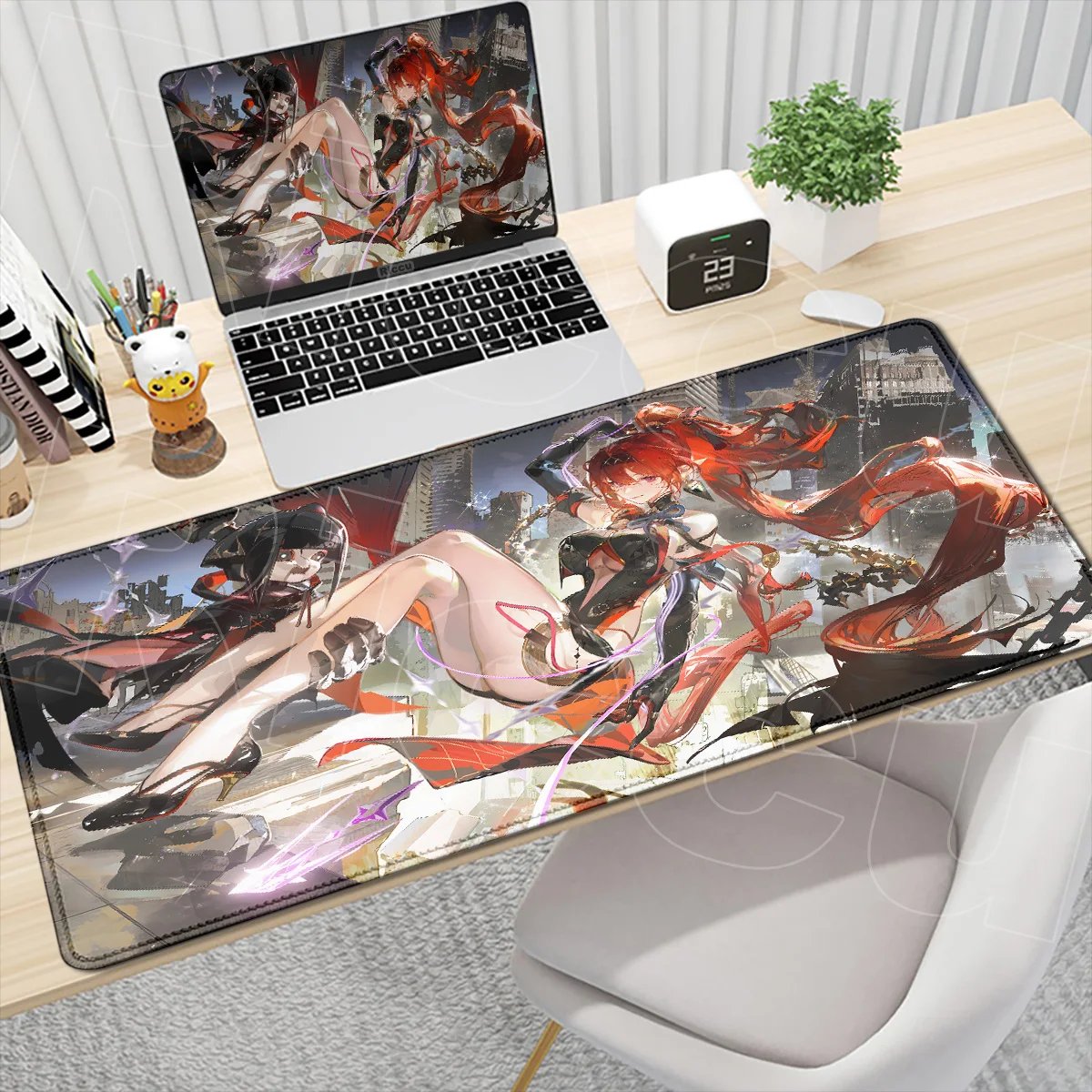 Laptop-Mauspad mit süßem, sexy rothaarigem Mädchen, Wuthering Waves Yinlin, Computertastatur-Unterlage, große Kawaii Anime Gaming-Schreibtischmatte – Detail 12