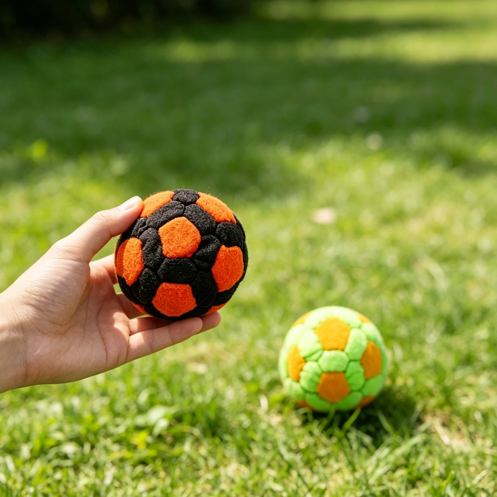 6Pcs Soft Plush Mini Soccer Ball Filled Kick Footbag Creative Football Hacky Sacks for Student Hand Eye Coordination Training