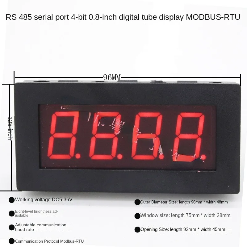 RS485 Serial Port Meter Four-digit 0.8-inch Digital Tube Display MODBUS-RTU Communication Meter Shell Module