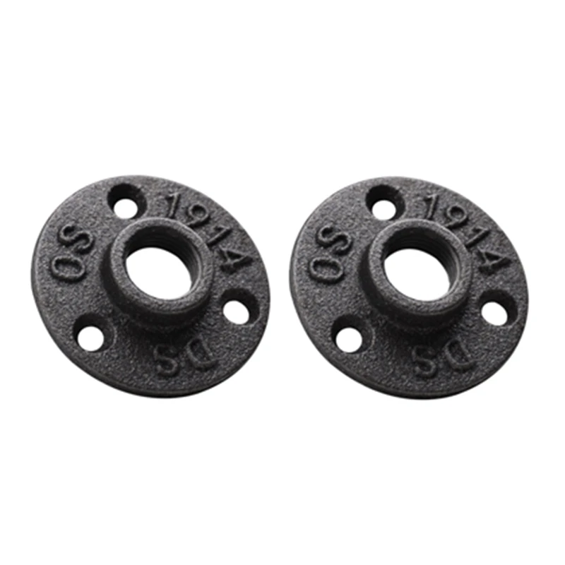 A11E-1/2 Inches Malleable Cast Iron Pipe Flange, 1/2 Inches Black Pipe Threaded Pipe Nipples, 8 Pcs