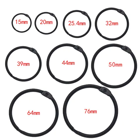 High Quality 2/3/5/10Pcs Black Metal Ring Binder 15-76mm DIY Loose-leaf Book Hoops Opening Office Binding Supplie Photo Albums