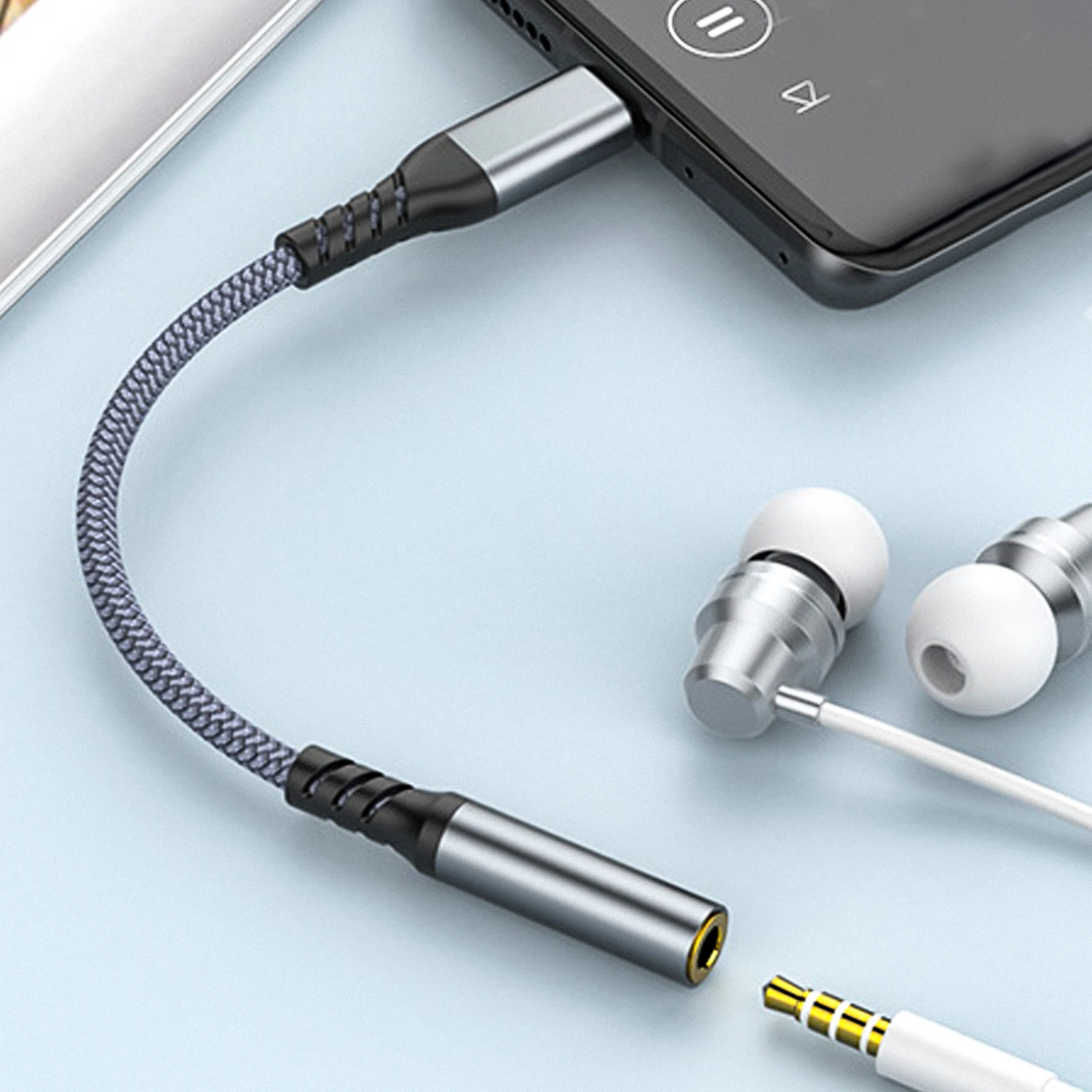 

Stable Characteristics Typec Earphone Adapter 35mm Audio Cable Cord High Performance Durable Material Accessory Kit