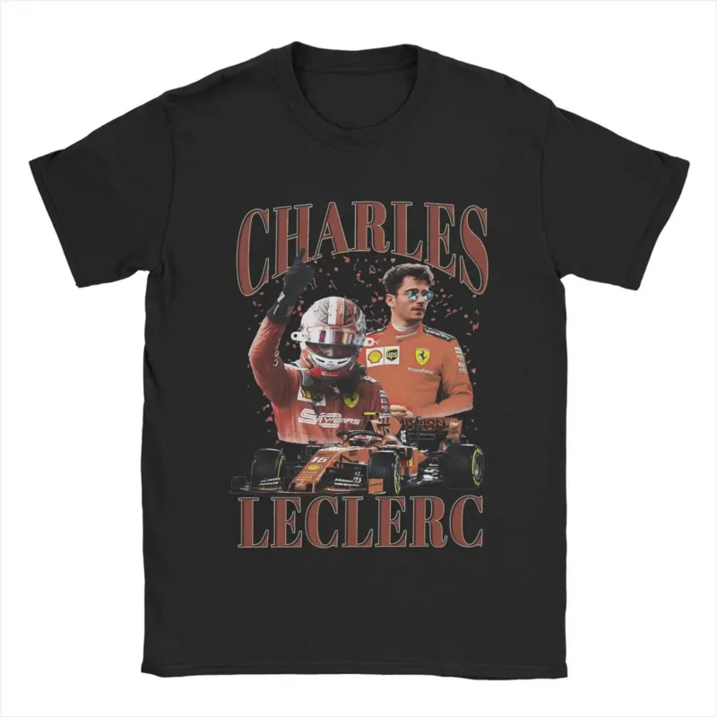 Men's Charles Leclerc Victory T Shirts Pure Cotton Tops Novelty Short Sleeve Crewneck Tees Plus Size T-Shirt