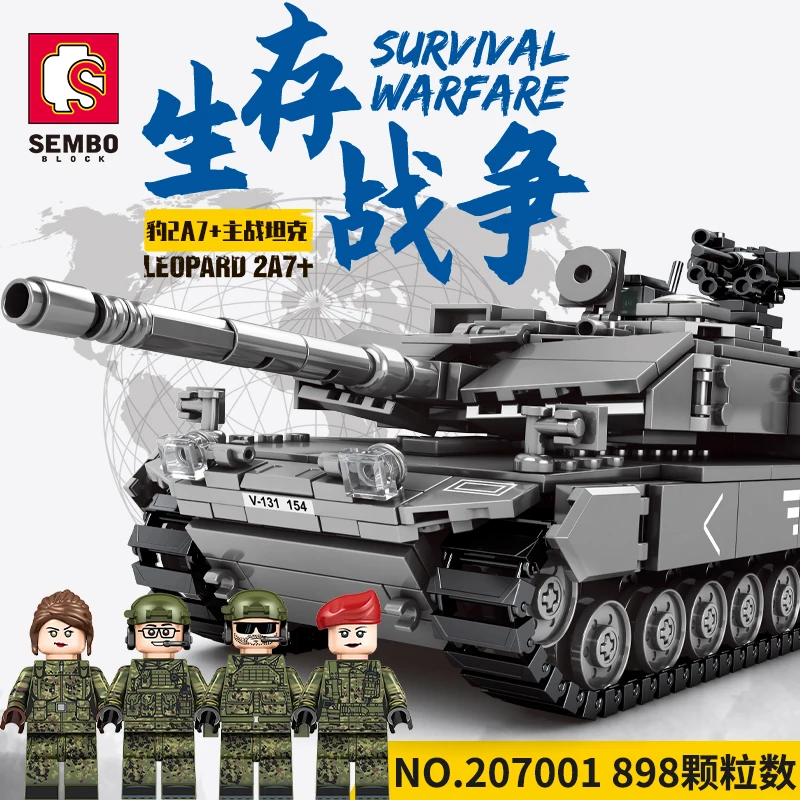 SEMBO Military Tank Model Building Blocks Leopard 2A7 Survival Warfare Tank Assembly Toys Bricks Toys Creative DIY Kid Gift