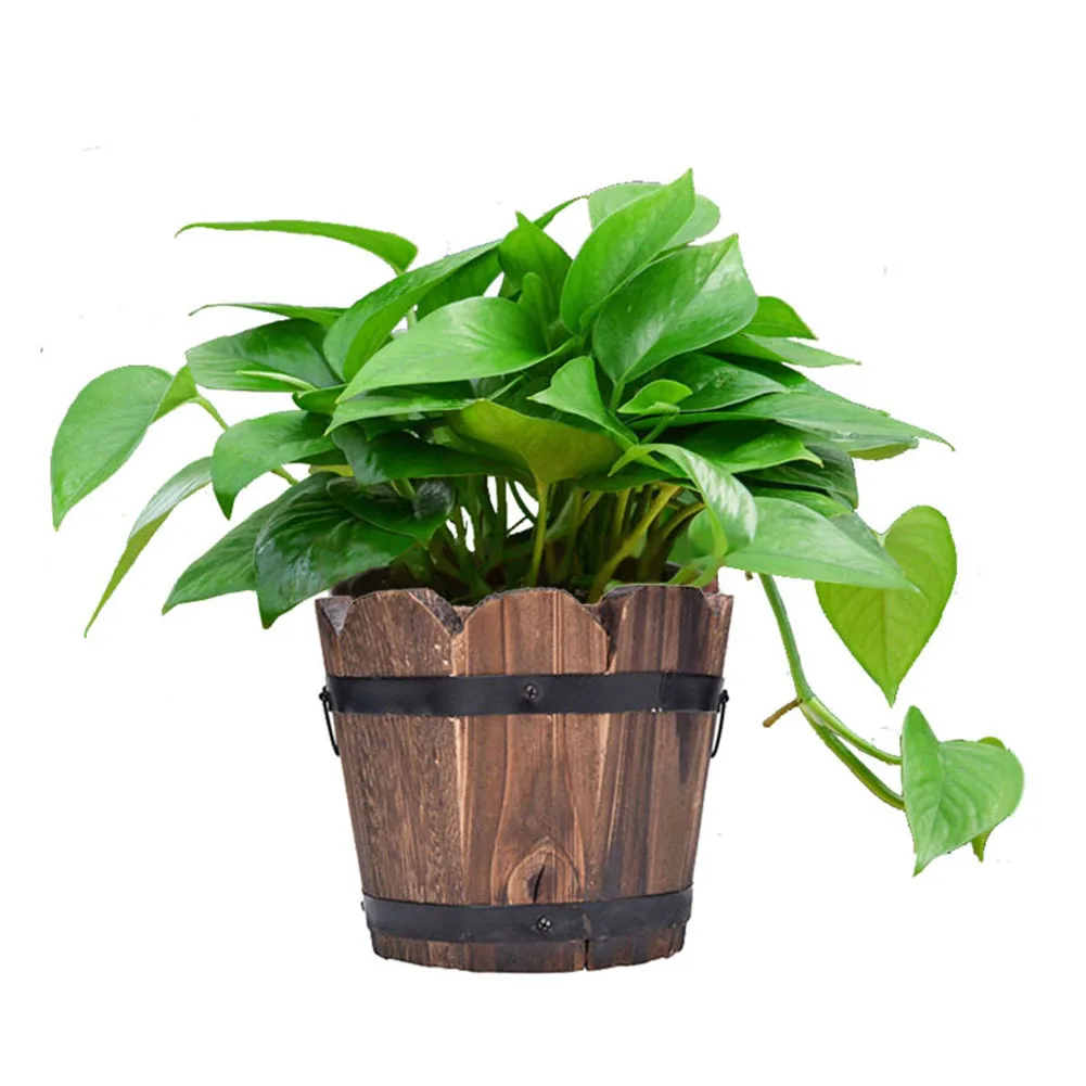 Balde de madeira criativa para plantas suculentas, vaso bonito, suporte do plantador, balde de resina DIY