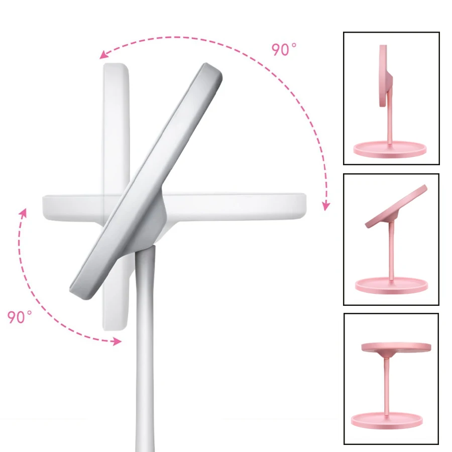 Picture 6: Foldable Portable LED Makeup Mirror 3 Lighting Modes Touch Dimmable Table Lamp USB Recharge Fill Light Mirror Light with Tray