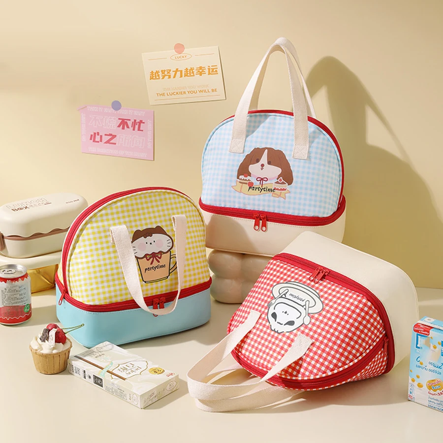 Borsa per il pranzo grande Capaci a doppio strato ell aped Borsa per pasti portatile isolata in foglio di alluminio carino per impiegati