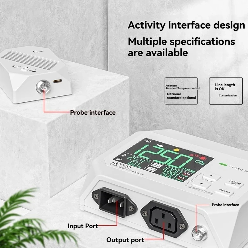 Smart switch controlled carbon dioxide concentration controller; Greenhouse carbon dioxide detection and alarm system.