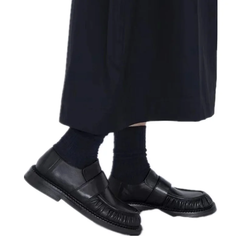 

Withered Top Quality Handmade Shoes 2025 Spring Minimalist Women's Shoes With Napa Cowhide Vintage Pleated Loafers Slip On Flat