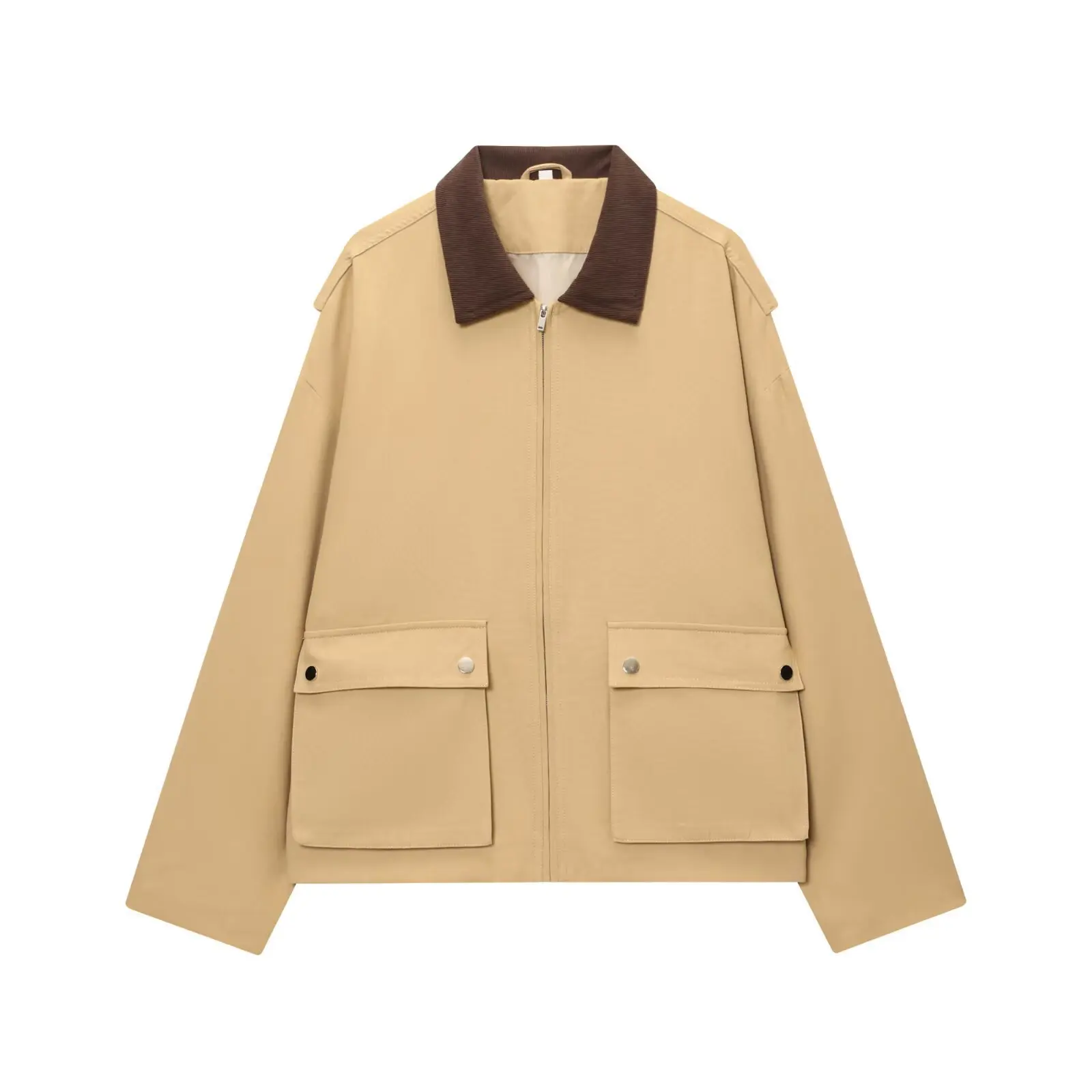 

Новое модное элегантное женское пальто свободного кроя с воротником-стойкой и карманами, цвет хаки/оливковый, доступно в различных размерах