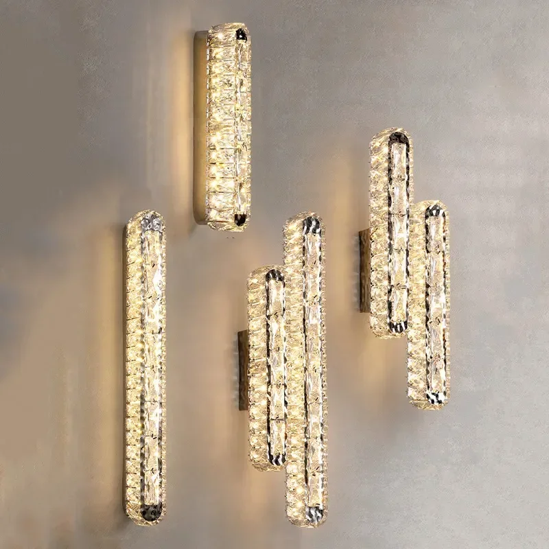 Lámpara de pared de cristal LED ovalada moderna de lujo, accesorios de iluminación para interiores, decoración del hogar, sala de estar y