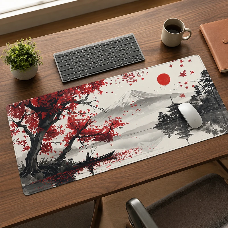 Mouse Pad Ink Wash Painting Red Tree Gaming XL Home Large Mousepad XXL Desk Mats Carpet Gaming laptop Mice Pad Table Mat