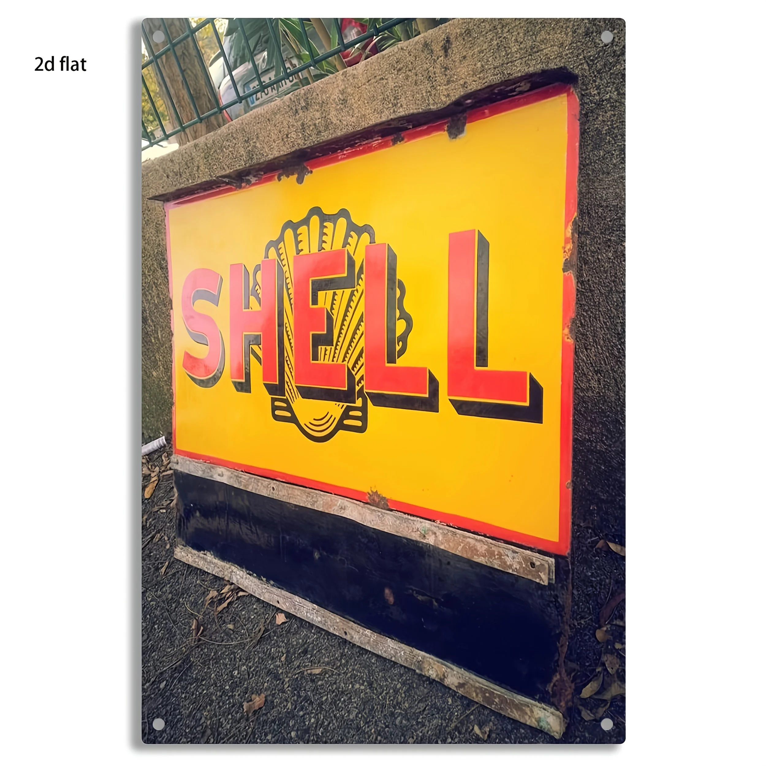 Vintage Aluminum Tin Sign Retro Gas Station Logo, Weather Resistant Pre-drilled Decorative Plaque for Garage Man Cave Bar