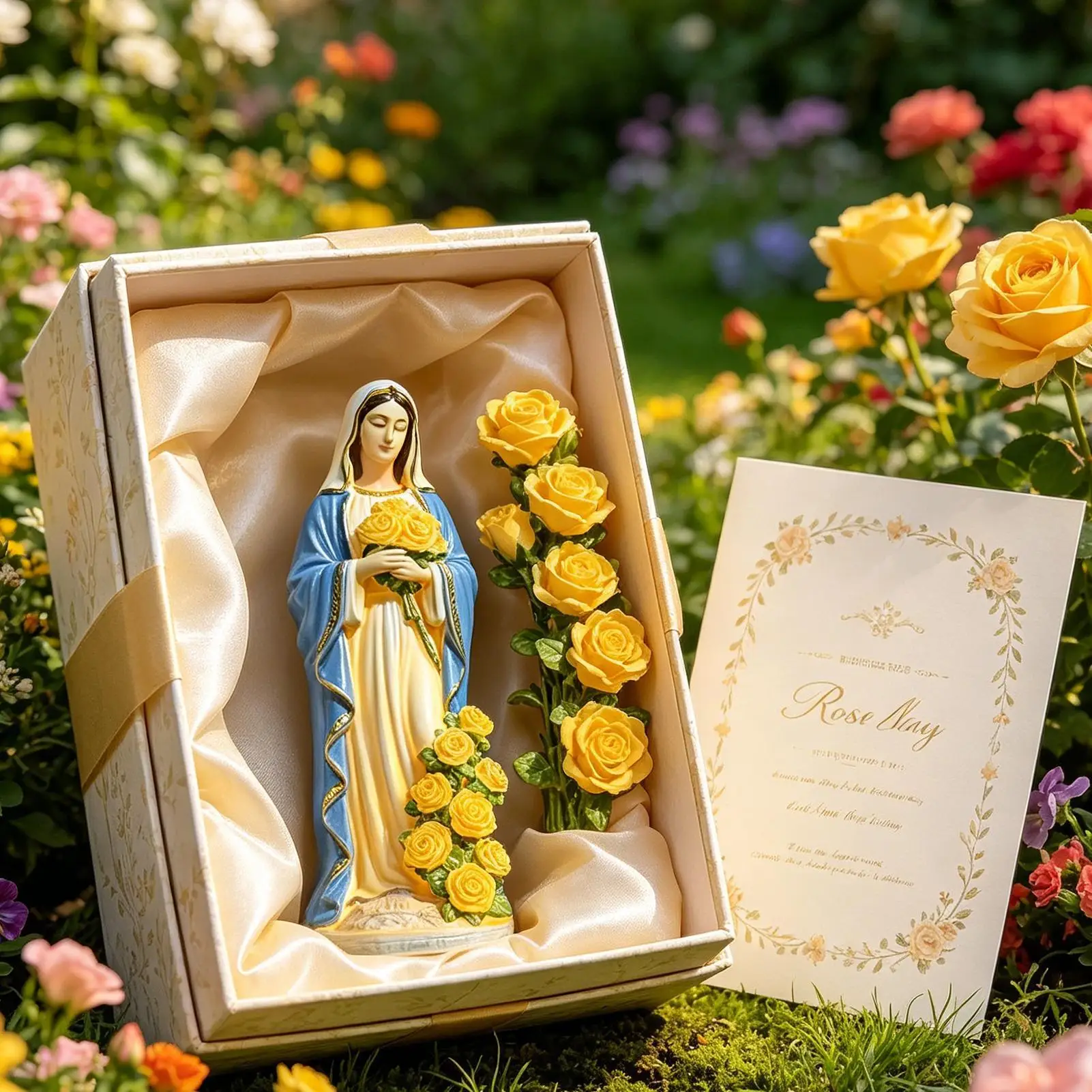Virgin Mary Solar Statue Garden Decor Solar Resin Figurine Light Outdoor Blessed Mother Sculpture For Outside Backyard Lawn