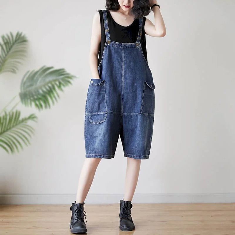 

Denim Jumpsuits for Women Tops Vintage Loose Wide Leg Shorts Oversized Rompers Casual Playsuits One Piece Outfits Women Clothing