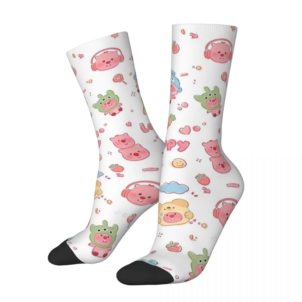 Autumn Winter Cool Unisex Cute Funny Cartoon L-Loopys Lovely Pink Socks Non-slip Basketball Socks