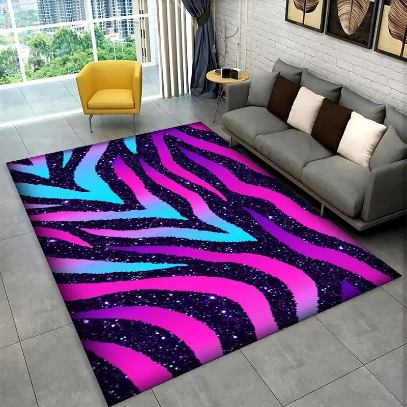 Minimalist Black White Colorful Zebra Stripes Large Area Rug Non-slip Carpet for Bedroom Living Room Sofa Doormat Home Decor