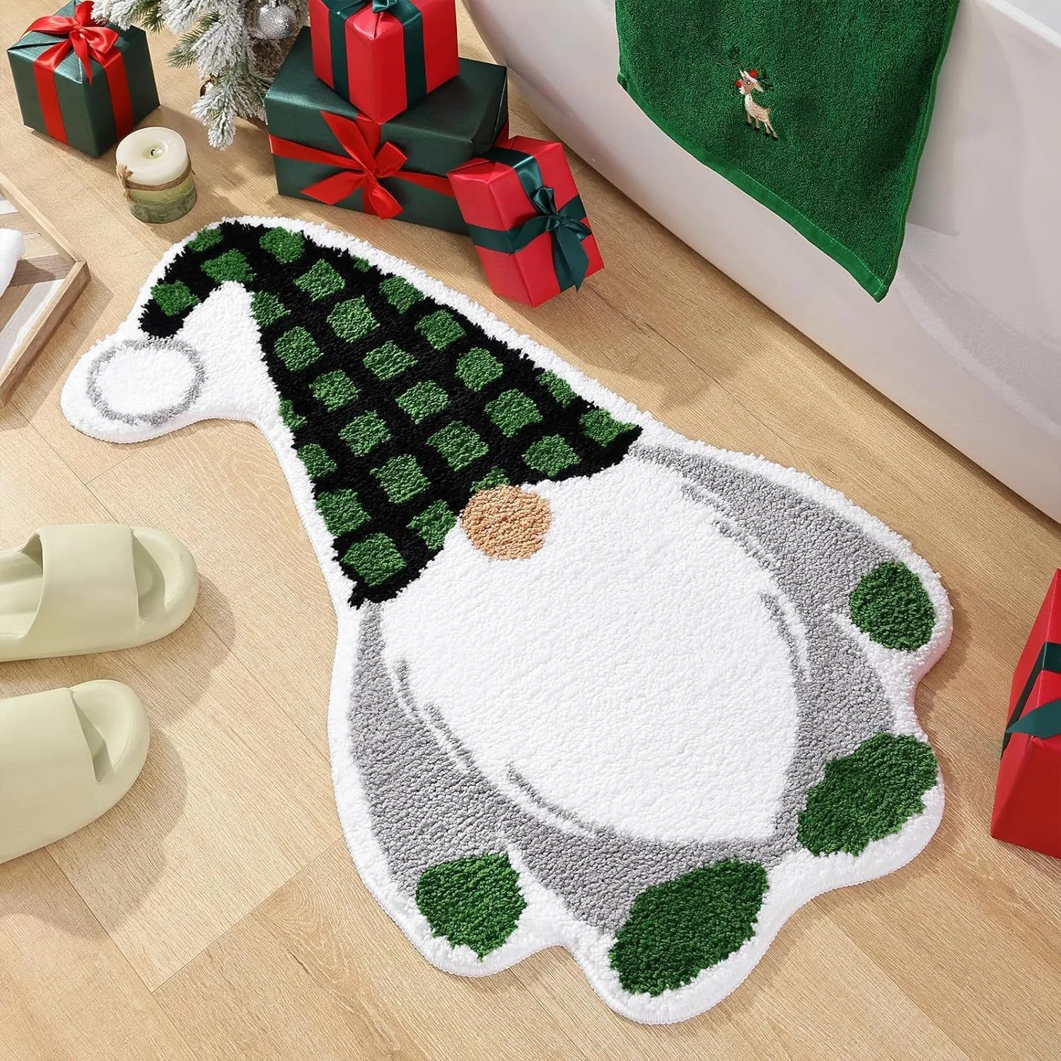 VIKAMA Christmas Cartoon-Shaped Printed Carpet Home Decor, Soft And Absorbent, For Living Room And Bedroom, Non-Slip, Dirt-Proof